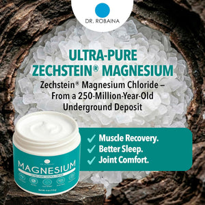 Dr. Robaina Magnesium Cream – Zechstein Magnesium Chloride with Arnica & OptiMSM for Post-Workout Muscle Comfort & Daily Wellness, 4 oz