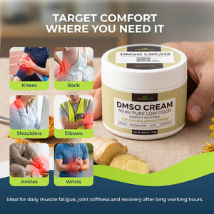 DMSO Cream 99.9% Pure Pharmaceutical Grade for Topical Muscle & Joint Comfort with MSM, Arnica & Magnesium - Support for Knees, Back, Shoulders and Workout Muscle Recovery