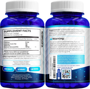 We Like Vitamins Astaxanthin 10mg Softgel - Highly Potent Astaxanthin Supplements from Haematococcus Pluvialis - Improves Eye, Joint, Skin Health & Energy Levels - 60 Count, 2 Month Supply