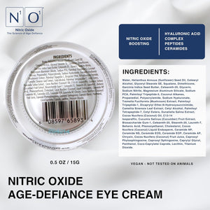 N1O1 Age-Defiance Eye Cream - Day & Night Moisturizer with Nitric Oxide, Hyaluronic Acid, Complex Peptides, Ceramides - Hydrating Eye Cream for Dark Circles, Wrinkles, Fine Lines, Puffiness - 0.5 oz.