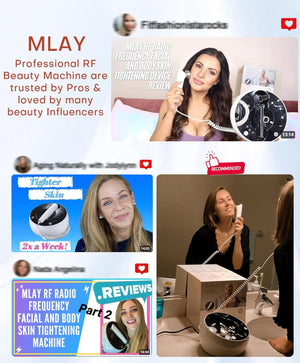 MLAY Professional RF Beauty Machine, Radio Frequency Face Machine with 2 Probes, at Home Radio Frequency Skin Tightening for Lifting, Wrinkle Reducing, Anti Aging - Salon Effects（Gel Included）