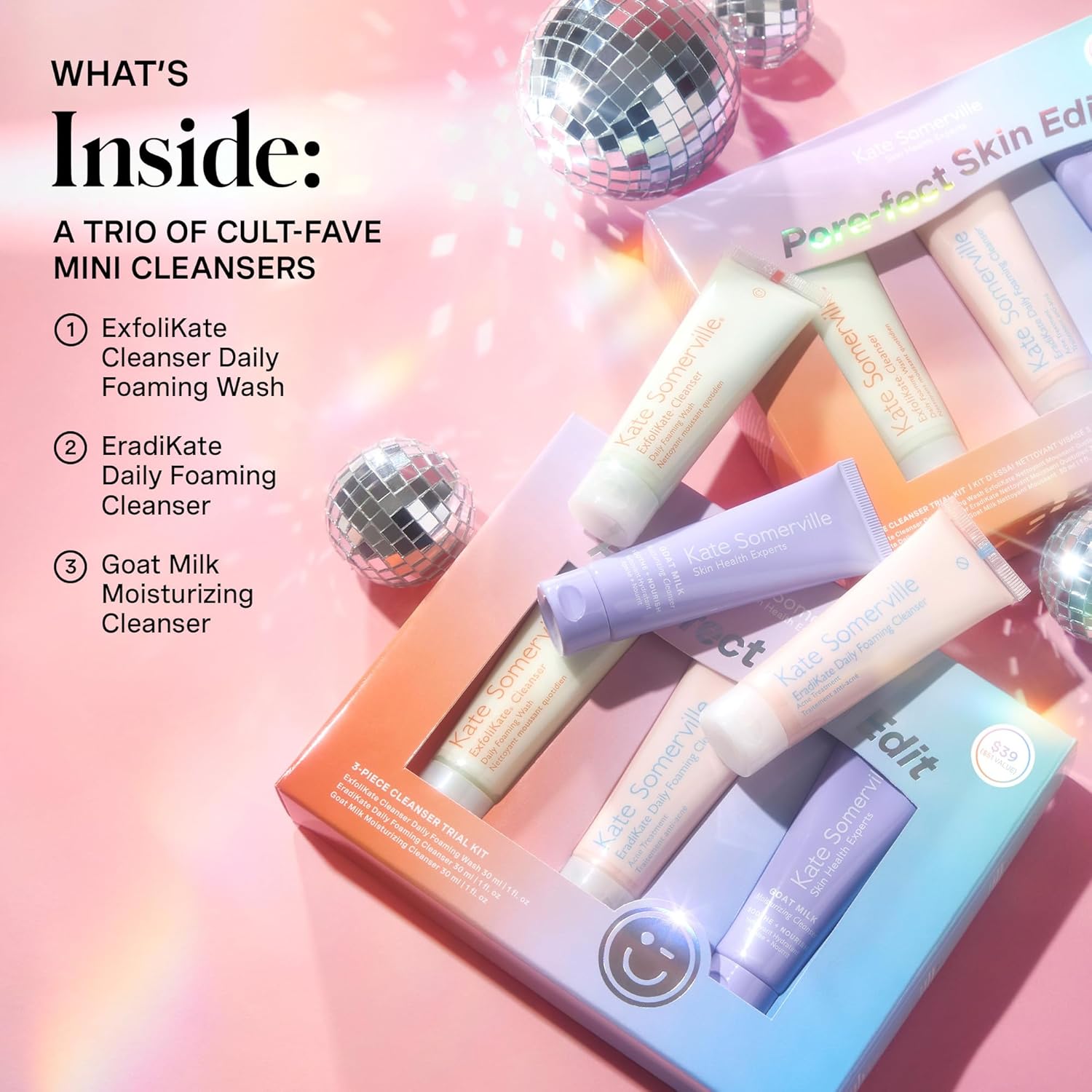 Kate Somerville Pore-fect Skin Edit Travel Kit : ExfoliKate, EradiKate, & Goat Milk Cleanser Holiday Gift Set