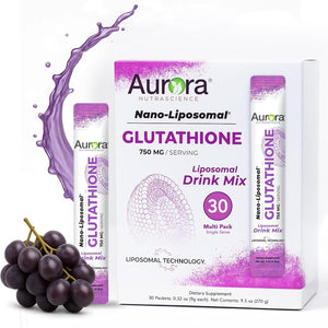 Aurora Nutrascience Micro-Pack Liposomal Glutathione - 500 mg Liquid Supplement, Antioxidant Support for Men & Women, Sugar Free, Non-GMO, Liposomal Glutathione Packets - 30 Single Serve Packets