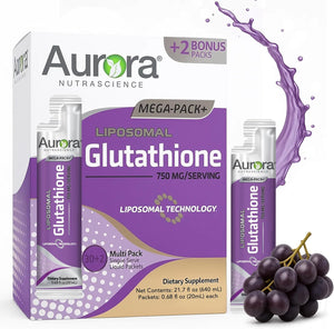 Aurora Nutrascience Micro-Pack Liposomal Glutathione - 500 mg Liquid Supplement, Antioxidant Support for Men & Women, Sugar Free, Non-GMO, Liposomal Glutathione Packets - 30 Single Serve Packets