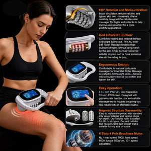 Inner Ball Massage Roller, Lymphatic Drainage Massager Ultimate Fascia Release & Deep Tissue Massage Pain Relief Muscle Roller Machine, Electric Rolling Massager Relieve Foot,Ankle,Lower Back Aches