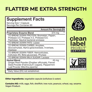 HUM Flatter Me Extra Strength Digestive Enzymes for Women, Men, Digestive Gut Bloating Supplement, Ginger, Peppermint Leaf, Fast Acting Anti Bloat Pills Multi Enzyme for Debloating, 60 Capsules