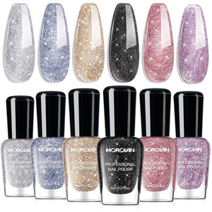 Morovan Holographic Nail Polish Set: Metallic Ombre Quick Air Dry Gift Set