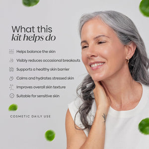 korean Skin Care Kit Zen Balance, 6 Step Routine for Sensitive and Oily Skin with 4 Hydrogel Masks, Complete kit skincare AM/PM Routine with Targeted Spot Treatment