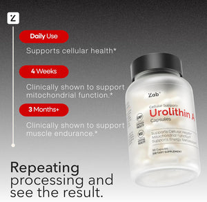 ZAB Urolithin A Supplement 700mg Per Serving Mitochondrial Supplements Support Energy Metabolism Cellular Health for Men & Women, Vegan, 90 Capsules, 45 Servings