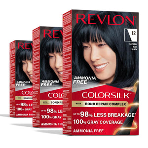 Revlon ColorSilk with Bond Repair Complex, Black Permanent Hair Color, 100% Gray Coverage, Ammonia Free Hair Dye, Vegan Keratin, 10 Black (Pack of 3)