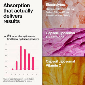 The Absorption Company Electrolyte Powder Packets - Workout Recovery & Hydration Drink Mix with Liposomal Glutathione, Vitamin C & Methylated B Vitamins - Mango Lemonade (14 Sticks)