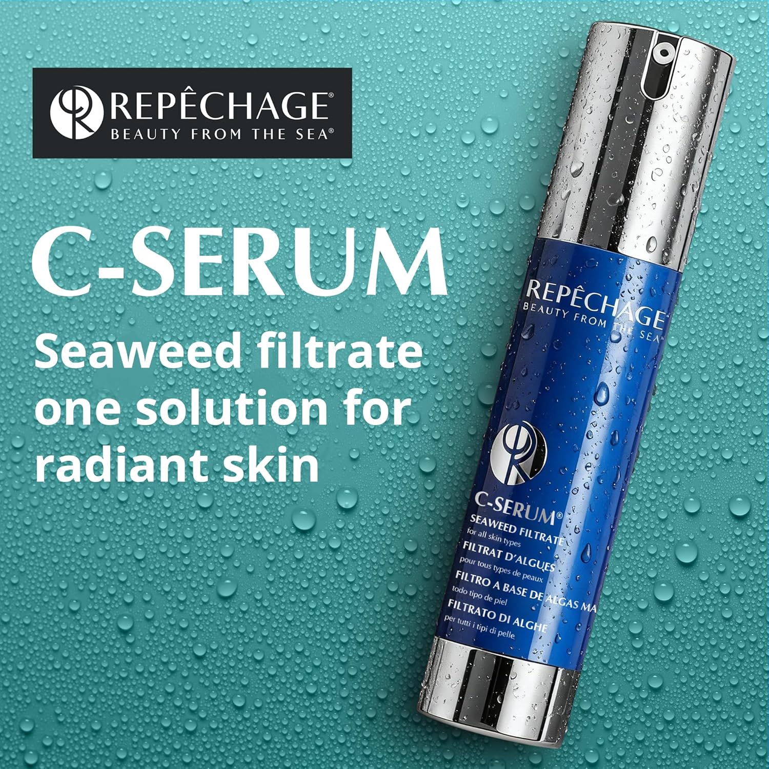 Repechage C Serum Seaweed Face Serum – Antioxidant & Vitamin-Rich Daily Hydration for All Skin Types – Lightweight, Silky, Fast-Absorbing Texture for Soft, Smooth, Supple Skin – 50 mL / 1.7 fl oz