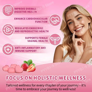 Pheromone Gummies Premium Feminine Balance Blend with Maca Beetroot Strawberry Flavor Daily Supplement 60 Count 30 Servings
