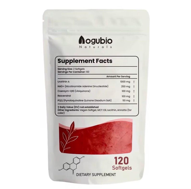 Urolithin A with NAD+, Reservatrol, PQQ and CoQ10 99% purity, Softgels Capsules. Mitochondrial power