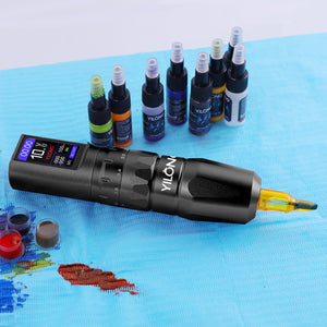 Tattoo Gun Kit Complete Adjustable 6-Stroke Rotary Pen Machine with Ink Needles
