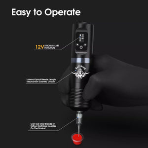 Wireless Tattoo Pen Machine Kit Complete with Power Supply Cartridge Needles Ink