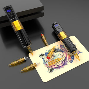 Tattoo Kit Complete Wireless Rotary Pen Machine with Ink Cartridge Needle Paper