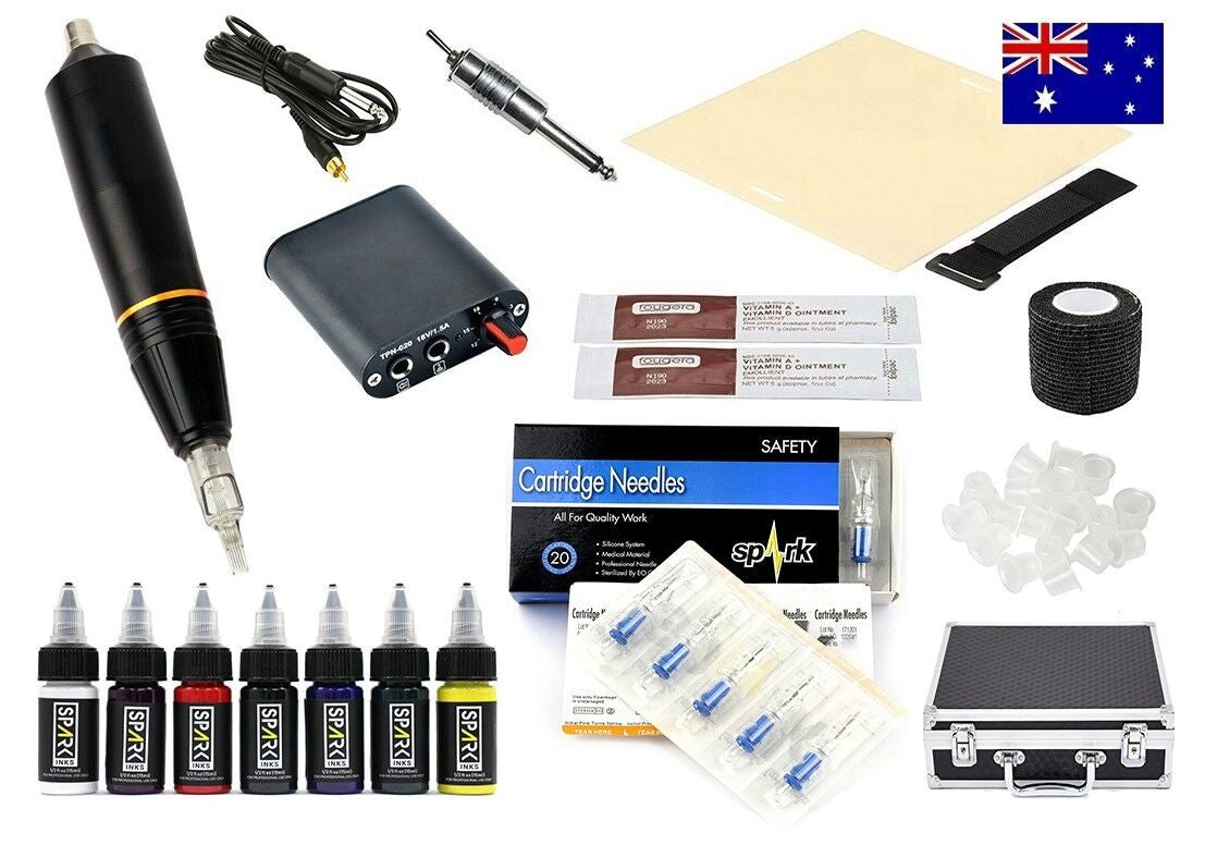 BlackBird Rotary Pen Tattoo Machine set Kit Power Supply Ink Cartridge Needles