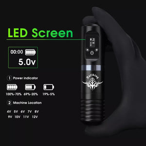 Wireless Tattoo Pen Machine Kit Complete with Power Supply Cartridge Needles Ink