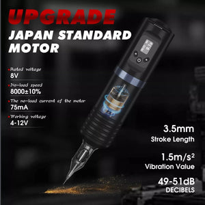 Wireless Tattoo Pen Machine Kit Complete with Power Supply Cartridge Needles Ink